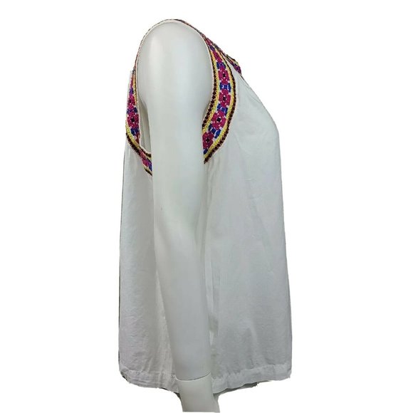 OLD NAVY White Embroidered Border Detail Sleeveless Top Womens Size L Large - Picture 4 of 6